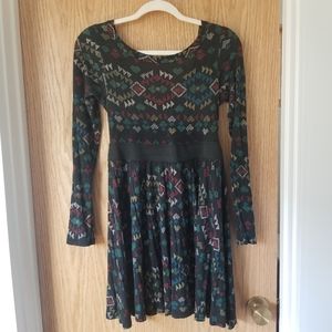 Geometric print black dress